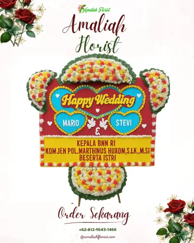 Karangan Papan Bunga Pernikahan di Onozikho